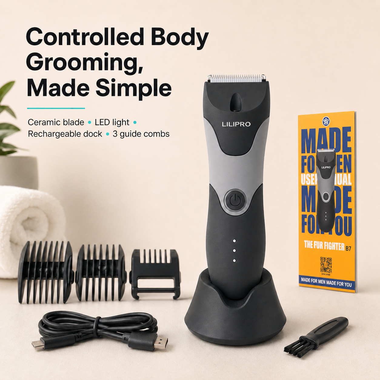 Waterproof Body Trimmer for Sensitive Grooming
