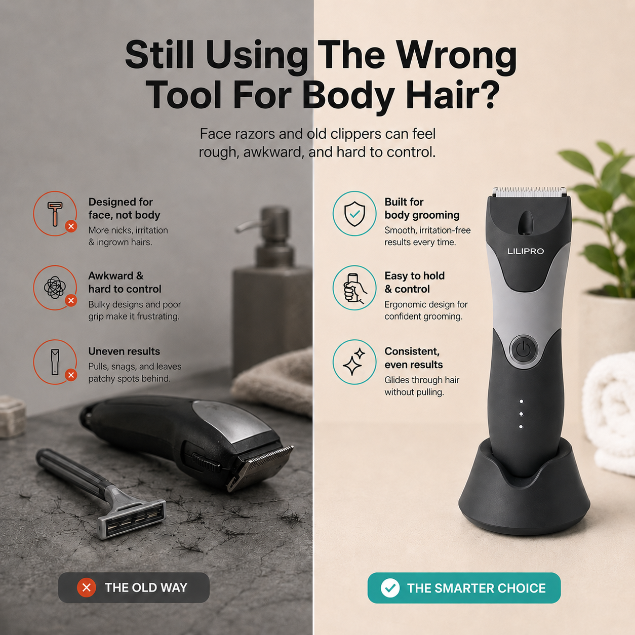 Waterproof Body Trimmer for Sensitive Grooming